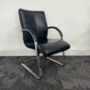 Used Black Leather Meeting Chair with Chrome Frame