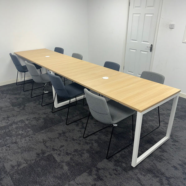 Used Breakout/Meeting Table with 8 Chairs and Central Power