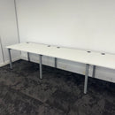 Used Mobili Bank of 3 Side By Side White Bench Desk