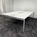 Used Mobili Sliding Top White Bench Desks with Cable Trays - Banks of 4,6,8