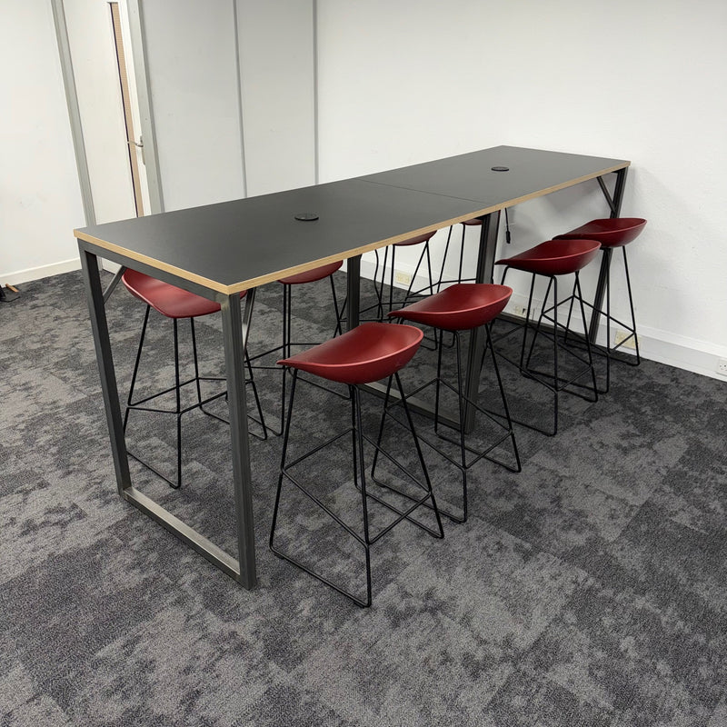 Used HAY Branded High Table and Stool Set with Power