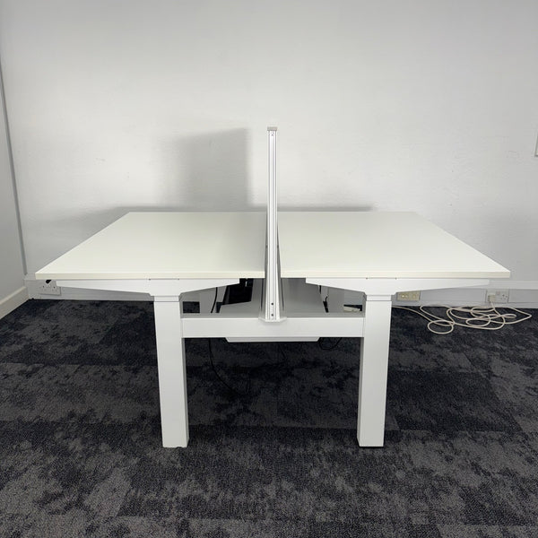 Used Double Electric Bench Desk with Screen and Cable Tray