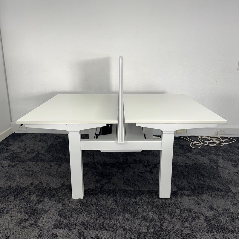 Used Double Electric Bench Desk with Screen and Cable Tray