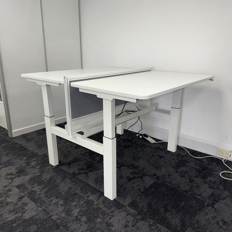 Used Double Electric Desk with Cable Try and Screen