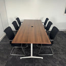 Used Senator Walnut Meeting Table with 6 Connecto Meeting Chairs