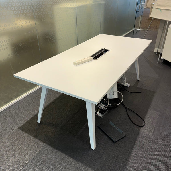 Used Kusch+Co White Meeting Table with Central Power