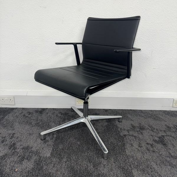 Used ICF Stick Black Leather Swivel Meeting Chair