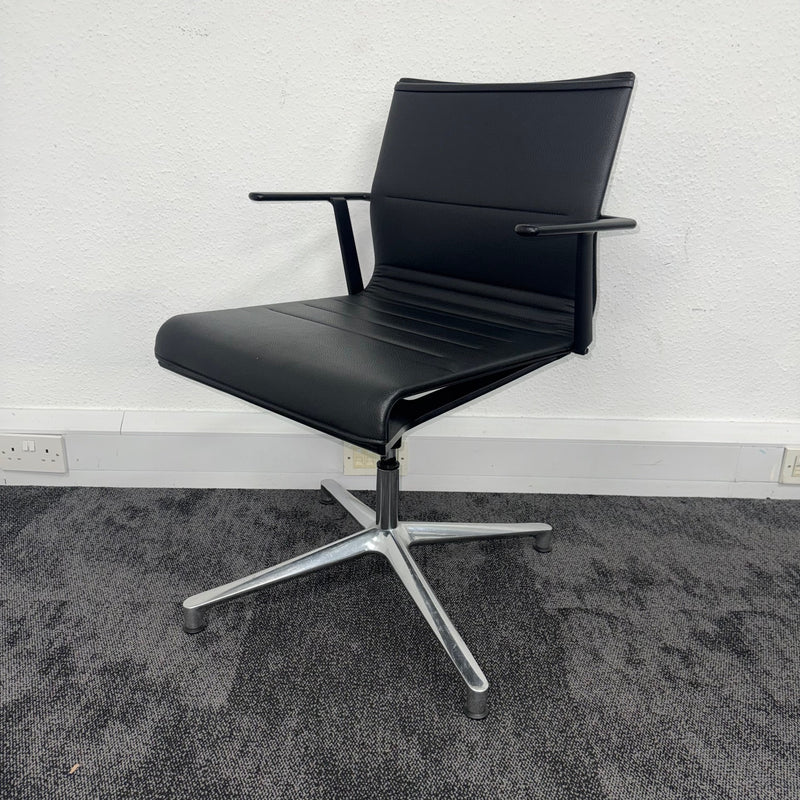 Used ICF Stick Black Leather Swivel Meeting Chair