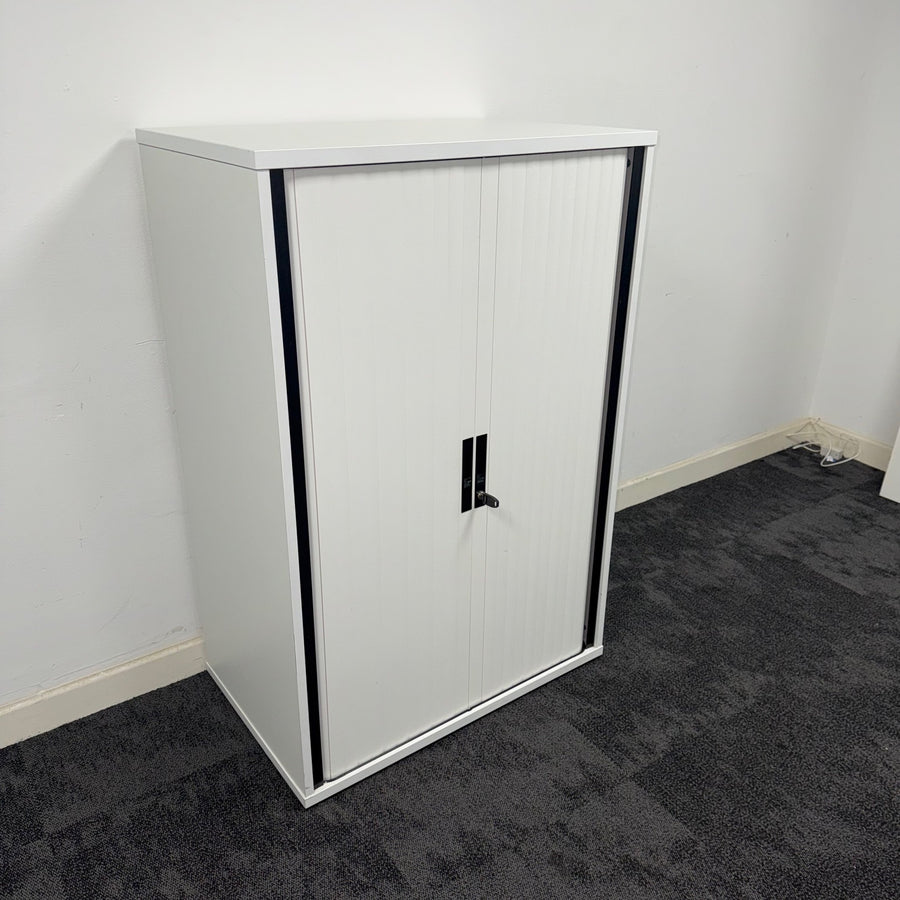 Used White Tambour with 2 Shelves