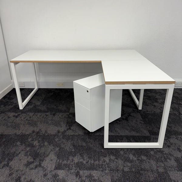 Used Narbutas Curved Desk with Pedestal and Modesty Panel