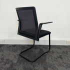 Used White Meeting Table Set with 8 Mesh Chairs