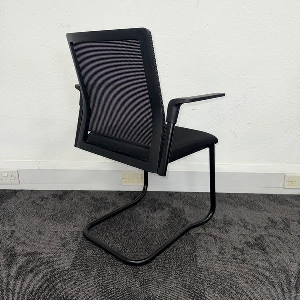 Used White Meeting Table Set with 8 Mesh Chairs