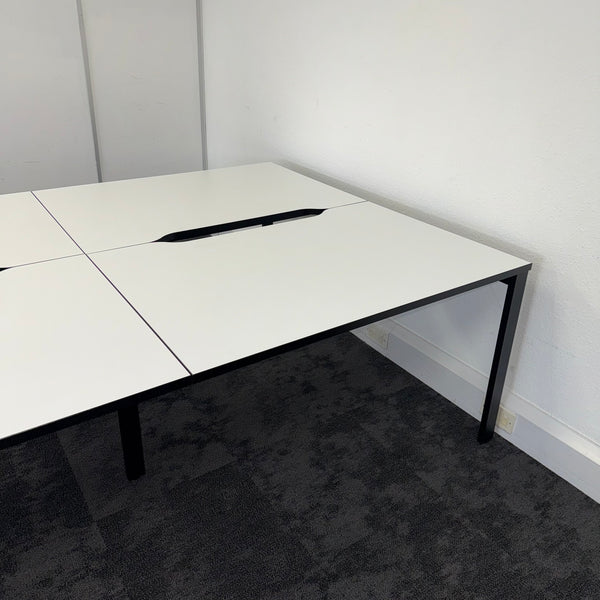Used White Bench Desk with Cable Tray 1200x800