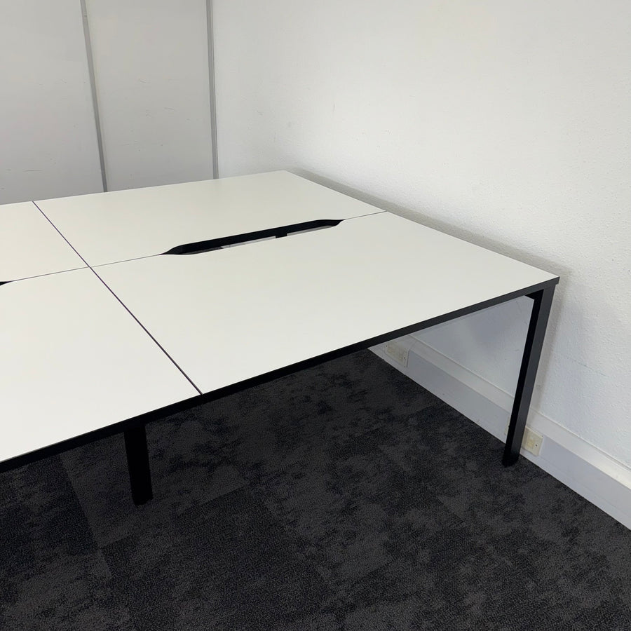Used White Bench Desk with Cable Tray 1200x800