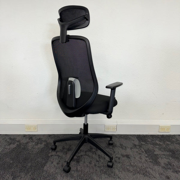 New Black Mesh Task Chair with Adjustable Lumbar and Headrest