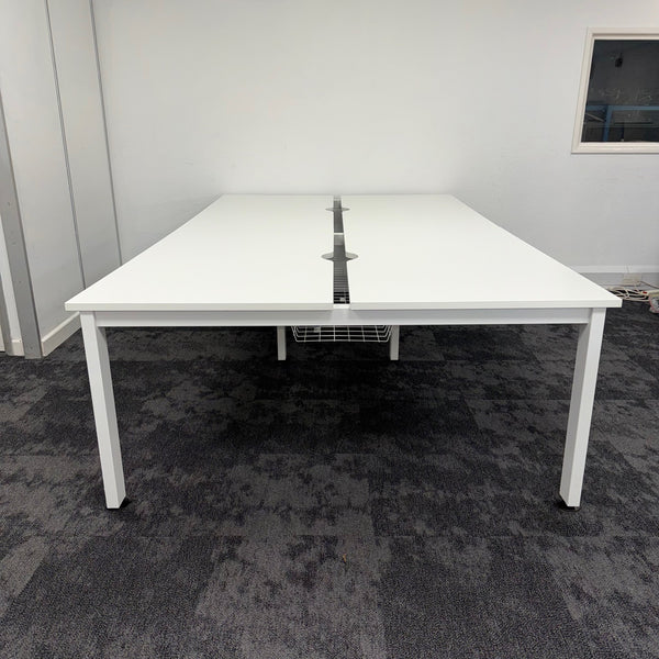 Used Senator Freeway White Bench Desk with Cable Trays