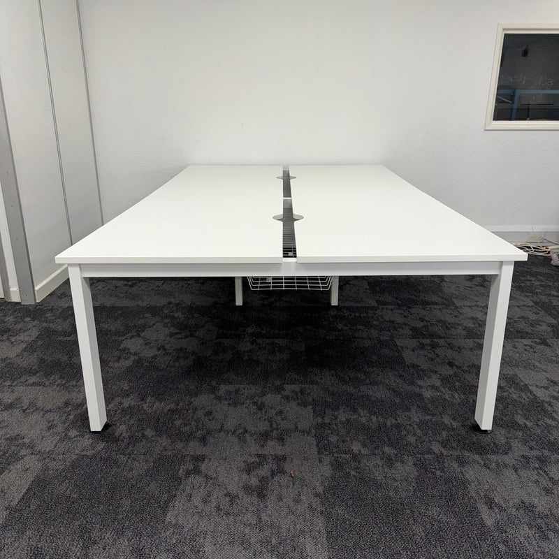 Used Senator Freeway White Bench Desk with Cable Trays