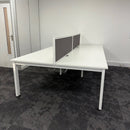 Used Senator Freeway White Bench Desk with Cable Tray and Screen