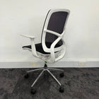 Used Black Mesh Office Chair with White Frame