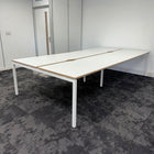 Used Narbutas Nova White Bench Desk with Desktop Power and Cable Tray