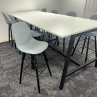 Used White High Table Set with 8 Grey Stools