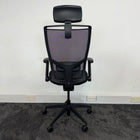 Used Fully Adjustable Mesh Task Chair with Headrest - Reupholstered in New Fabric