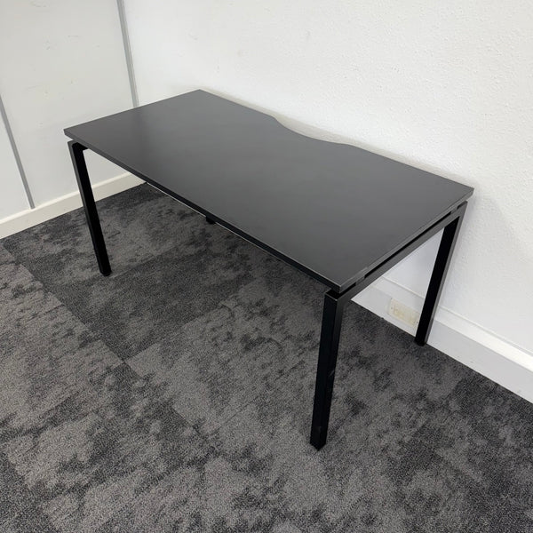 New Black Single Bench Desk - 1400x700