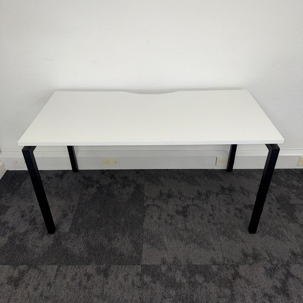 New White Single Bench Desk - 1400x700