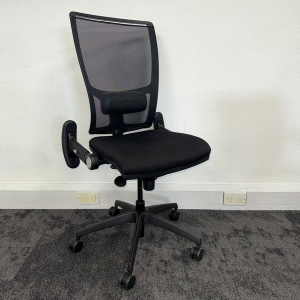 Used Fully Adjustable Mesh Task Chair - Reupholstered in New Fabric