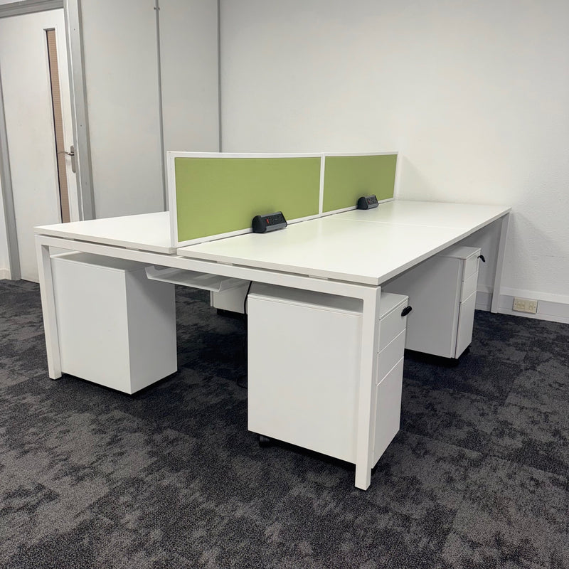 Used Nova White Bench Desk Complete Setup