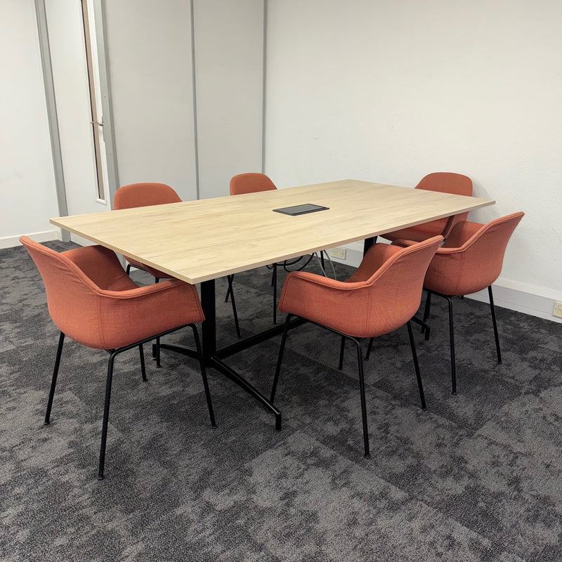 Used Meeting Table Set with 6 Chairs and Power