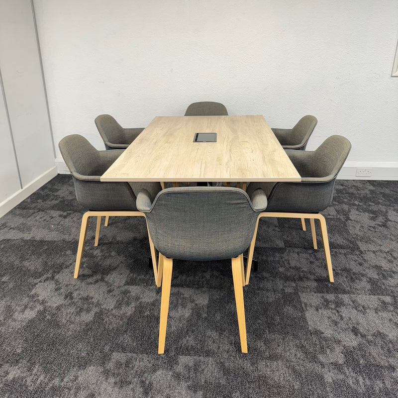 Used Meeting Table Set with Power and Six Chairs