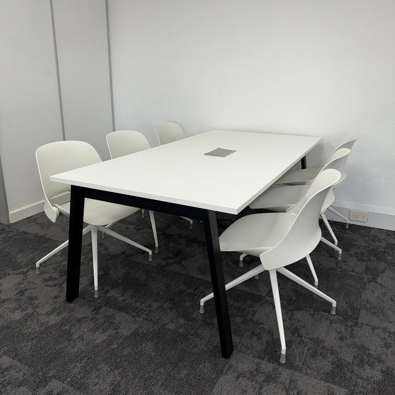 Used White Meeting Table with Humanscale Chairs