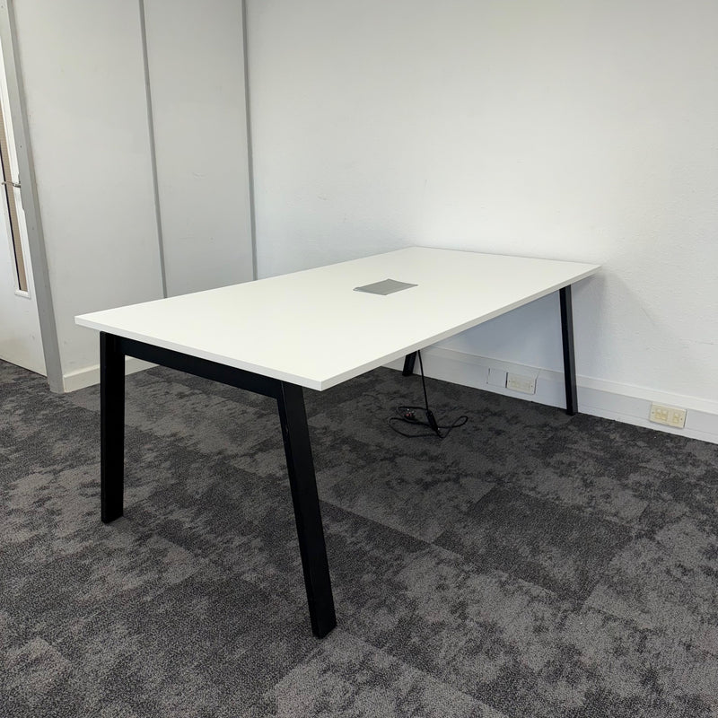 Used White Meeting Table with Central Power