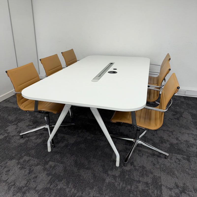 Used Herman Miller Meeting Table with ICF Una Leather Meeting Chairs