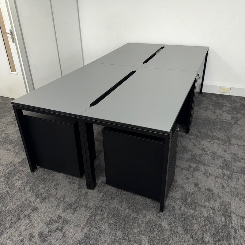 Used Single Bench Desk with Cable Tray and 3 Draw Pedestal