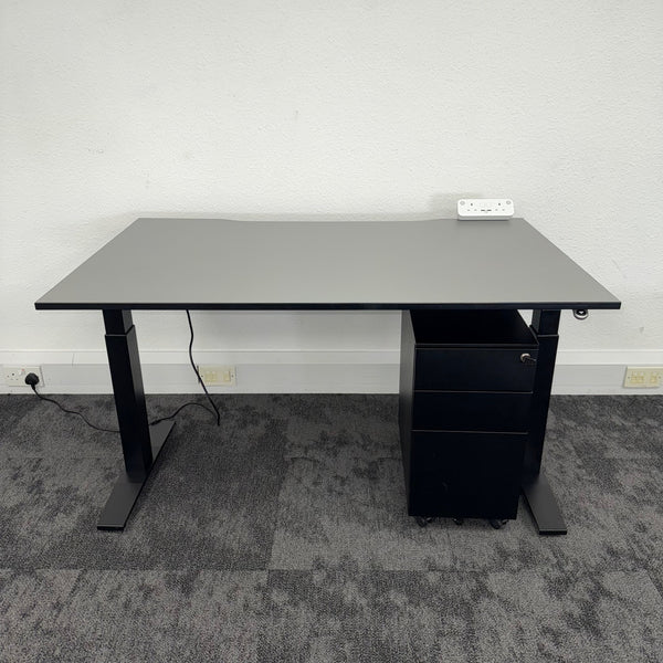 Used Mobili Dual Motor Height Adjustable Desk with Pedestal and Power