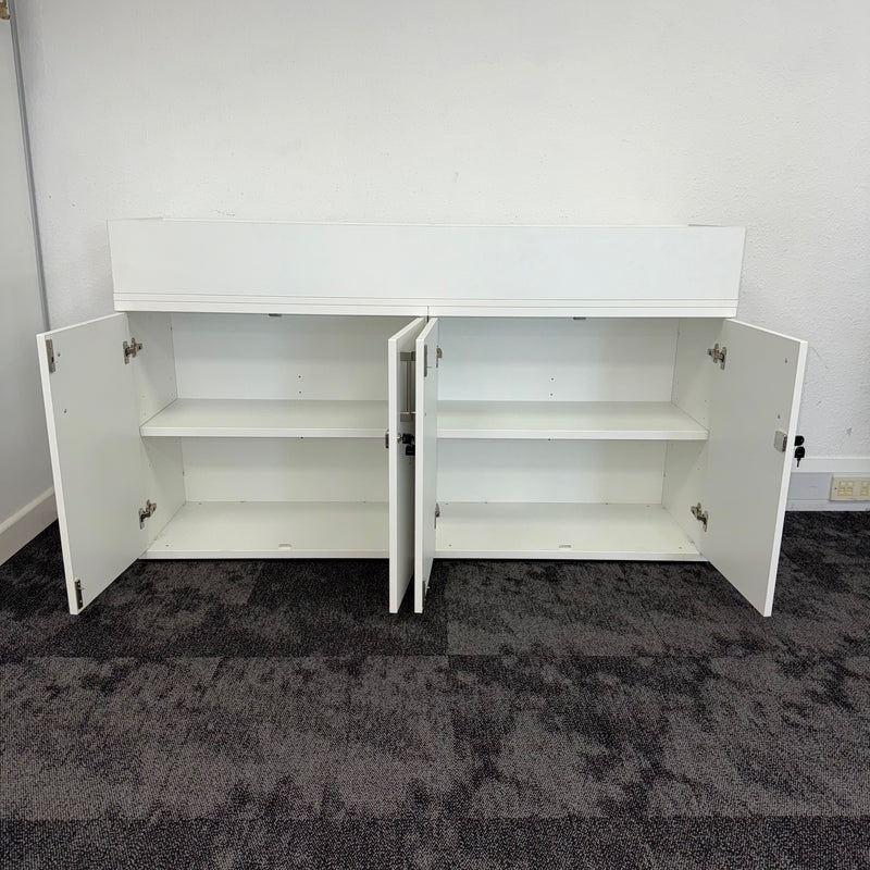 Used Desk High White Credenza with Planter Section