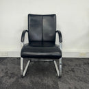 Used Black Leather Meeting Chair with Chrome Frame