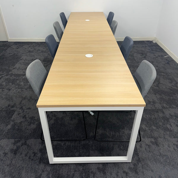 Used Breakout/Meeting Table with 8 Chairs and Central Power