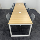 Used Breakout/Meeting Table with 8 Chairs and Central Power
