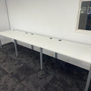 Used Mobili Bank of 3 Side By Side White Bench Desk