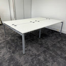 Used Mobili Sliding Top White Bench Desks with Cable Trays - Banks of 4,6,8