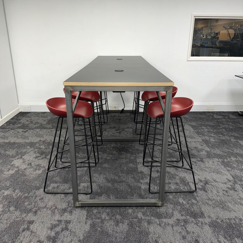 Used HAY Branded High Table and Stool Set with Power