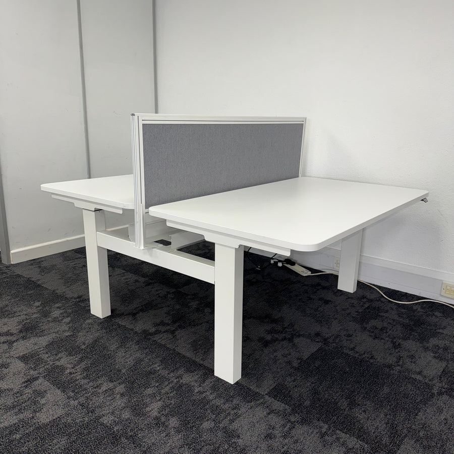 Used Double Electric Desk with Cable Try and Screen