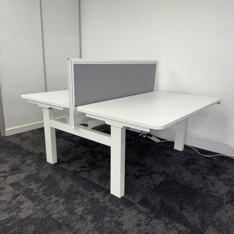 Used Double Electric Desk with Cable Try and Screen