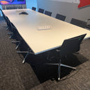 Used ICF Large White Meeting Table Set with 12 Leather Meeting Chairs