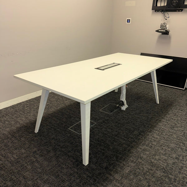 Used Kusch+Co White Meeting Table with Central Power