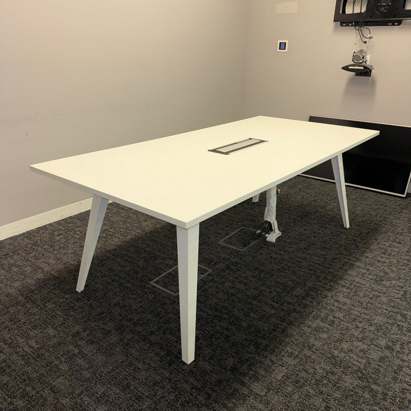 Used Kusch+Co White Meeting Table with Central Power