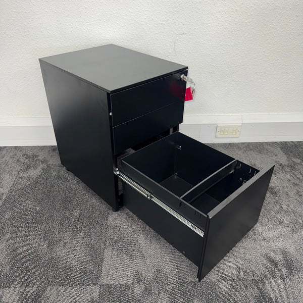 New Black Steel 3 Draw Mobile Pedestal